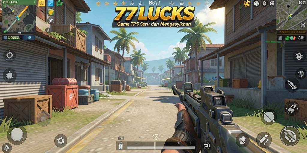 Screenshot utama yang menunjukkan aksi seru dalam game TPS.