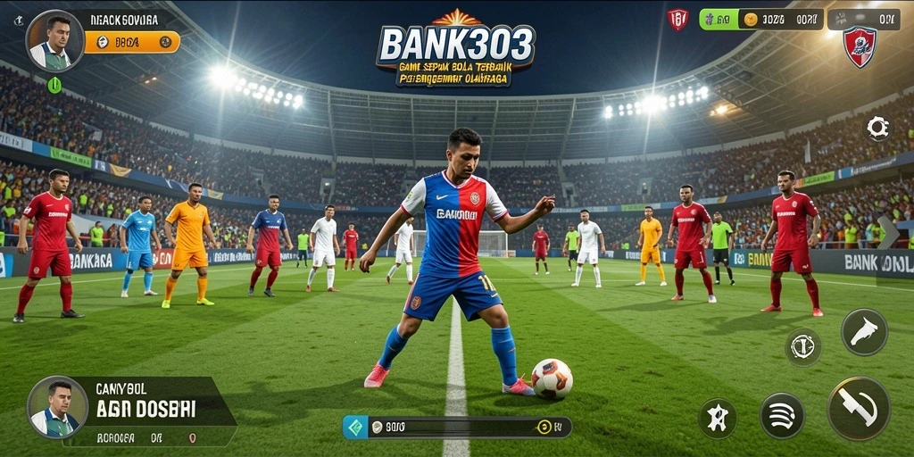 Tampilan gameplay seru di BANK303 dengan aksi sepak bola nyata.