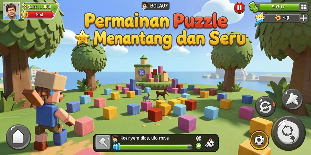 Tampilan gameplay BOLA07 yang menarik dan penuh tantangan Puzzle.
