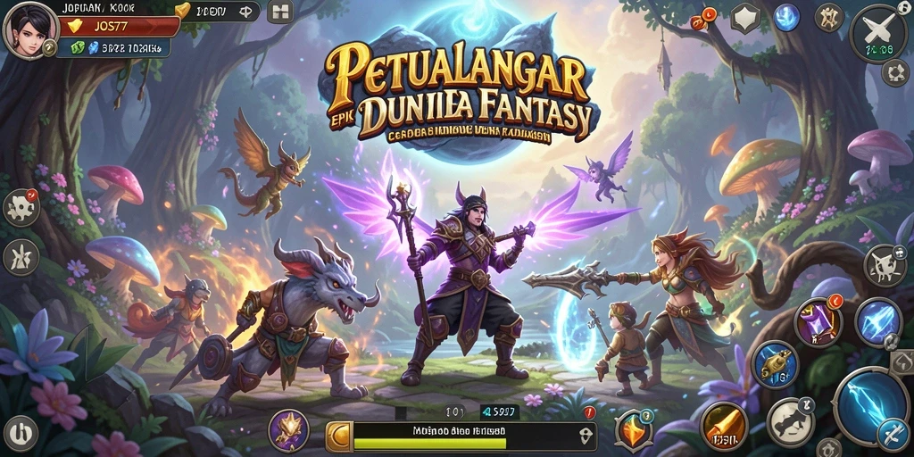 Tampilan gameplay epik dalam JOS77 yang memukau para petualang RPG.