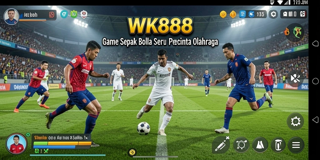 Tangkapan layar gameplay <strong>WK888</strong> dengan aksi sepak bola yang seru.
