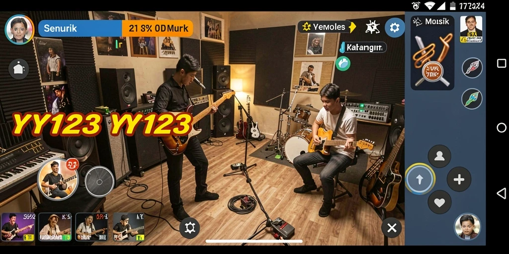 Screenshot gameplay YY123 menampilkan momen seru dalam permainan musik.