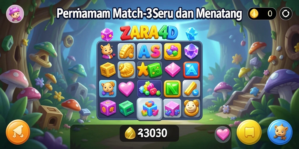 Tampilan menarik dari gameplay ZARA4D dengan berbagai objek warna-warni.